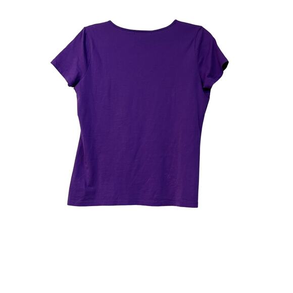 Lauren Ralph Lauren Women’s Purple V Neck Short Sleeve Shirt Tee Size Medium - Picture 2 of 5